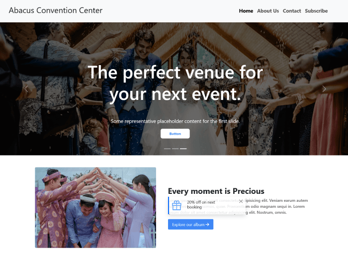 Convention Center - Landing Page