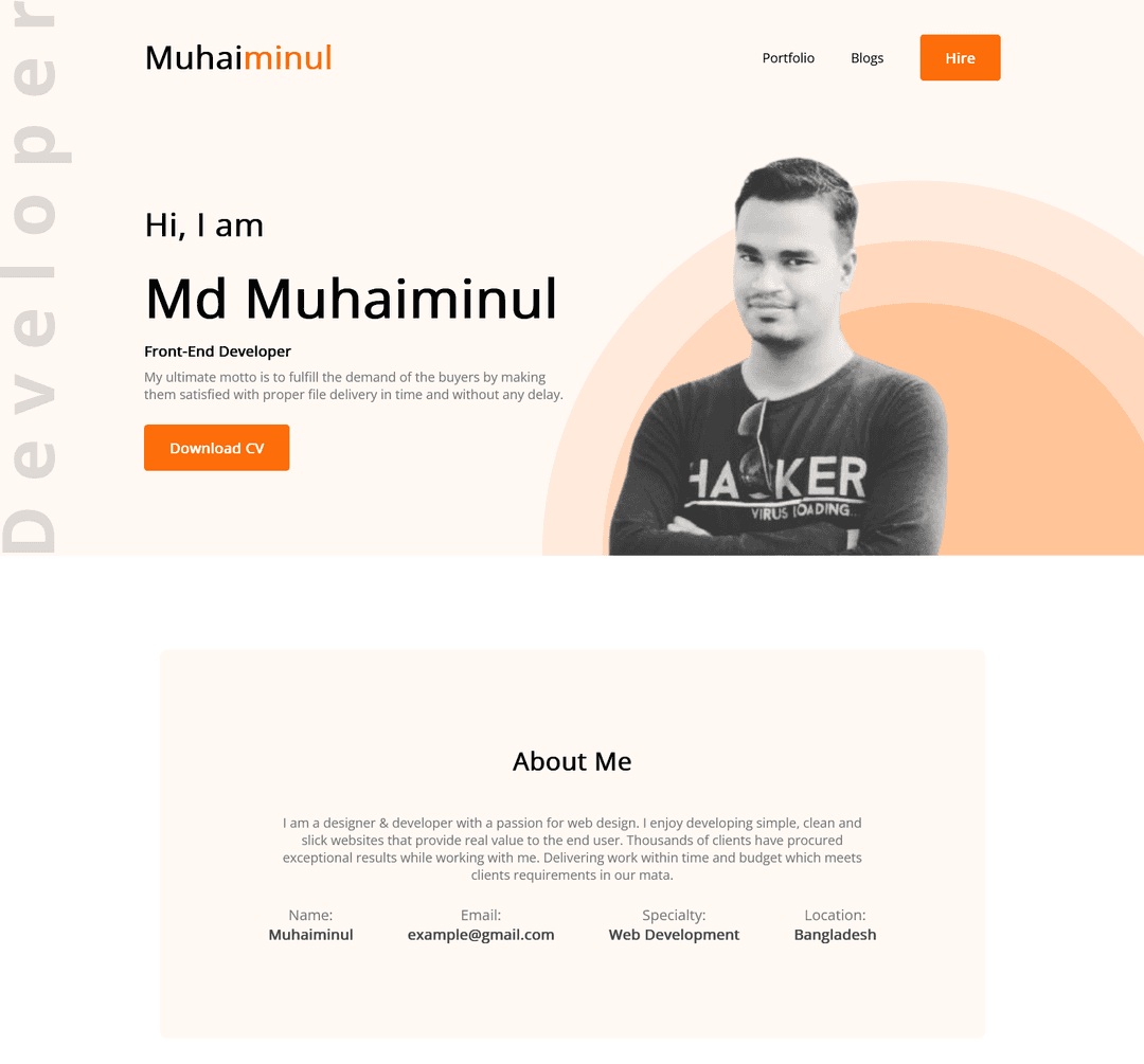 Portfolio Website - Landing page