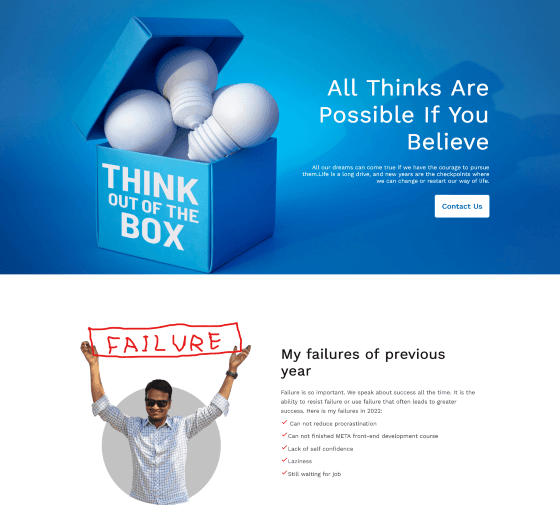 New Year Resolution - Landing Page