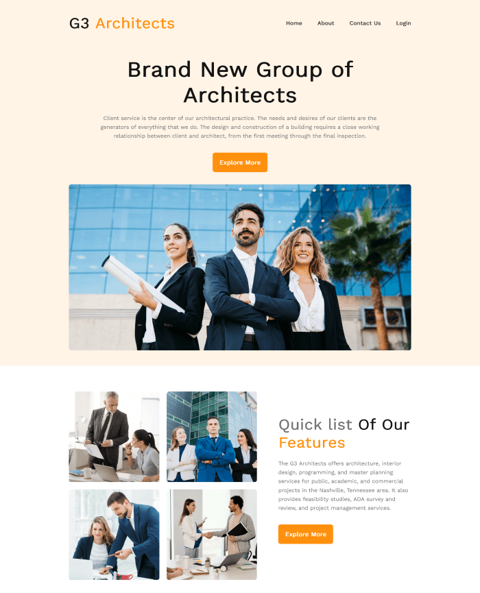 G3 Architects - Landing Page